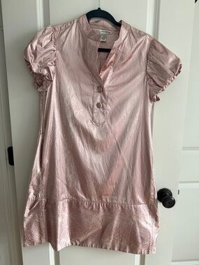 Diane von Furstenberg Pink Metallic Satin dress 
Snakeskin print